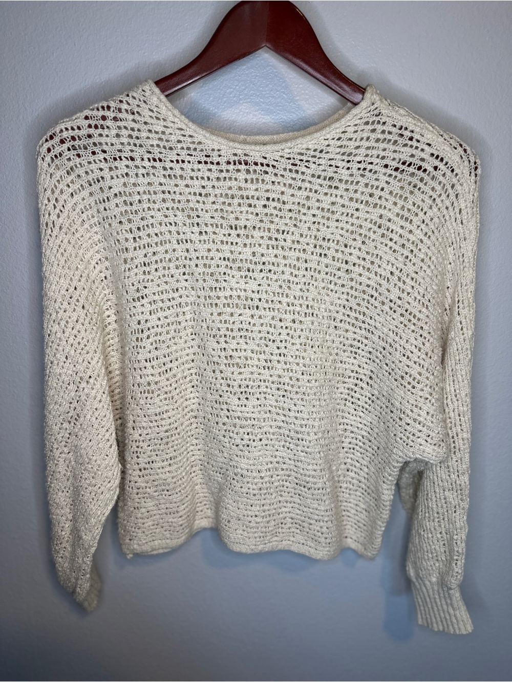 Billabong Open Knit Boho Neutral Cream Lightweight Pullover Sweater - Med
